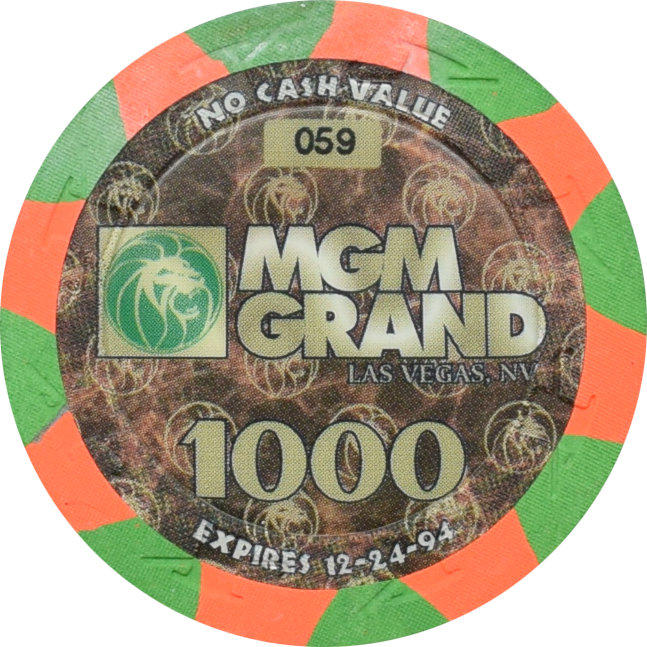 MGM Grand Casino Las Vegas Nevada $1000 NCV Chip 1995 43mm