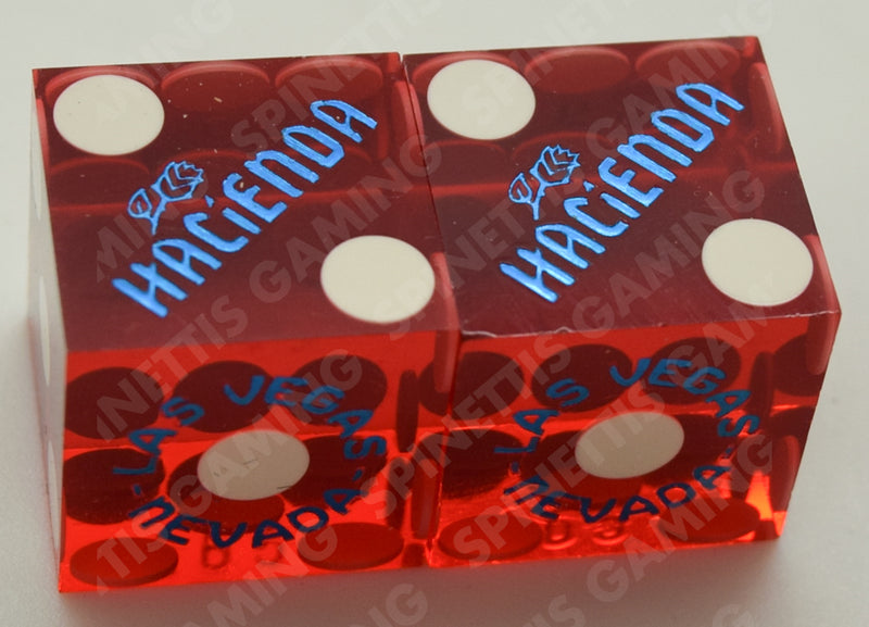 Hacienda Las Vegas Nevada Blue Foil Red Dice Pair Matching Numbers