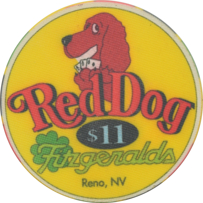 Fitzgeralds Casino Las Vegas Nevada $11 Red Dog Chip 1992