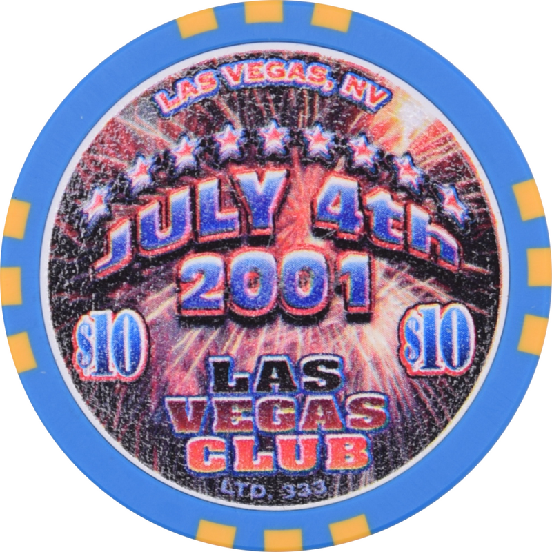 Las Vegas Club Casino Las Vegas Nevada $10 4th of July Chip 2001