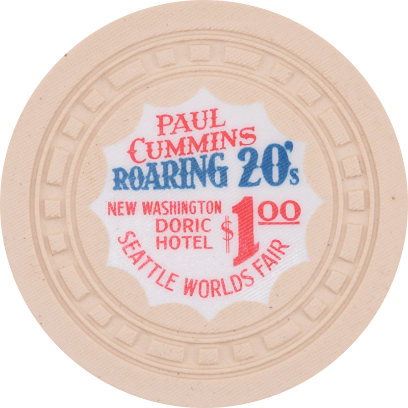 Paul Cummins Roaring 20's Card Room Seattle Washington $1 Chip 1962