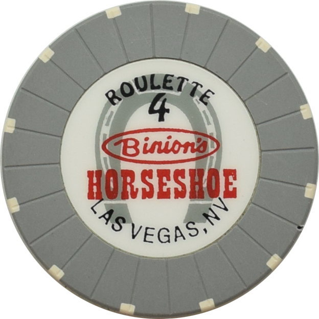 Binion's Horseshoe Club Casino Las Vegas Nevada Grey 4 Roulette Chip 1999