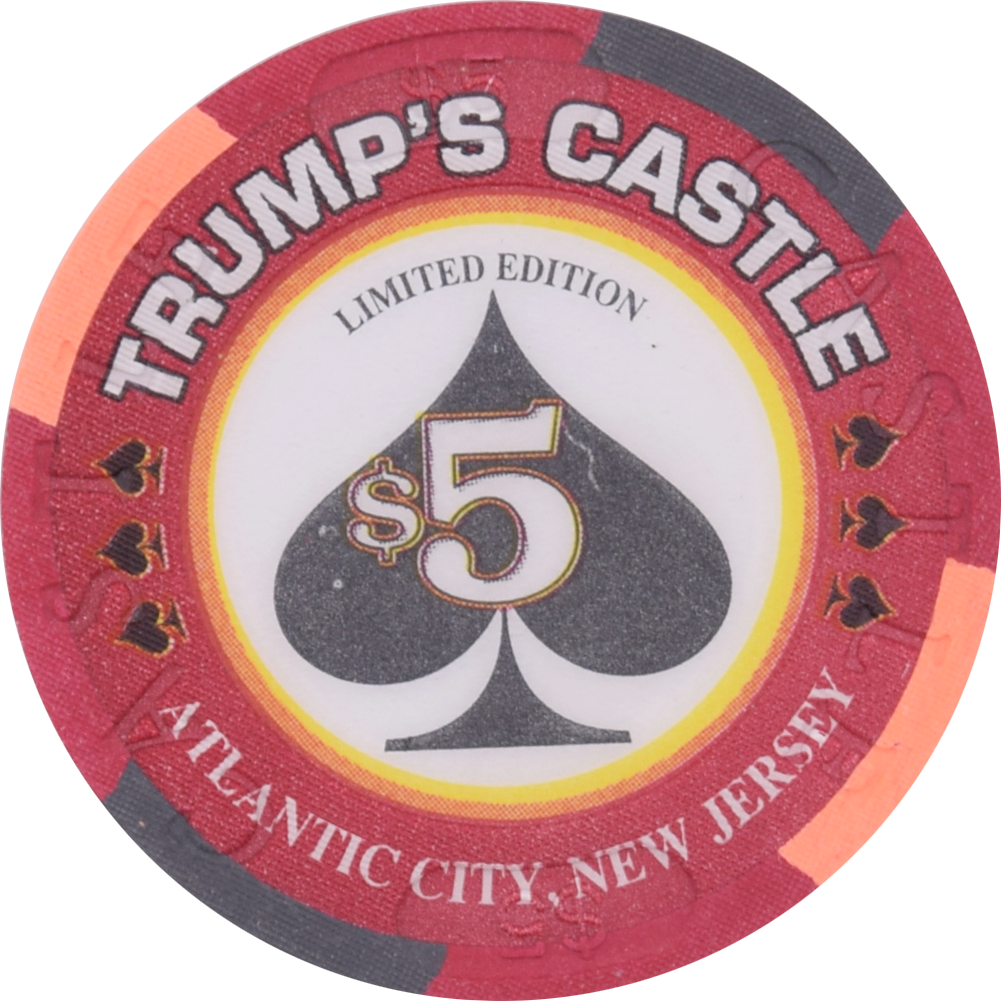 Trump's Castle Casino Atlantic City New Jersey $5 Queen of Spades Chip