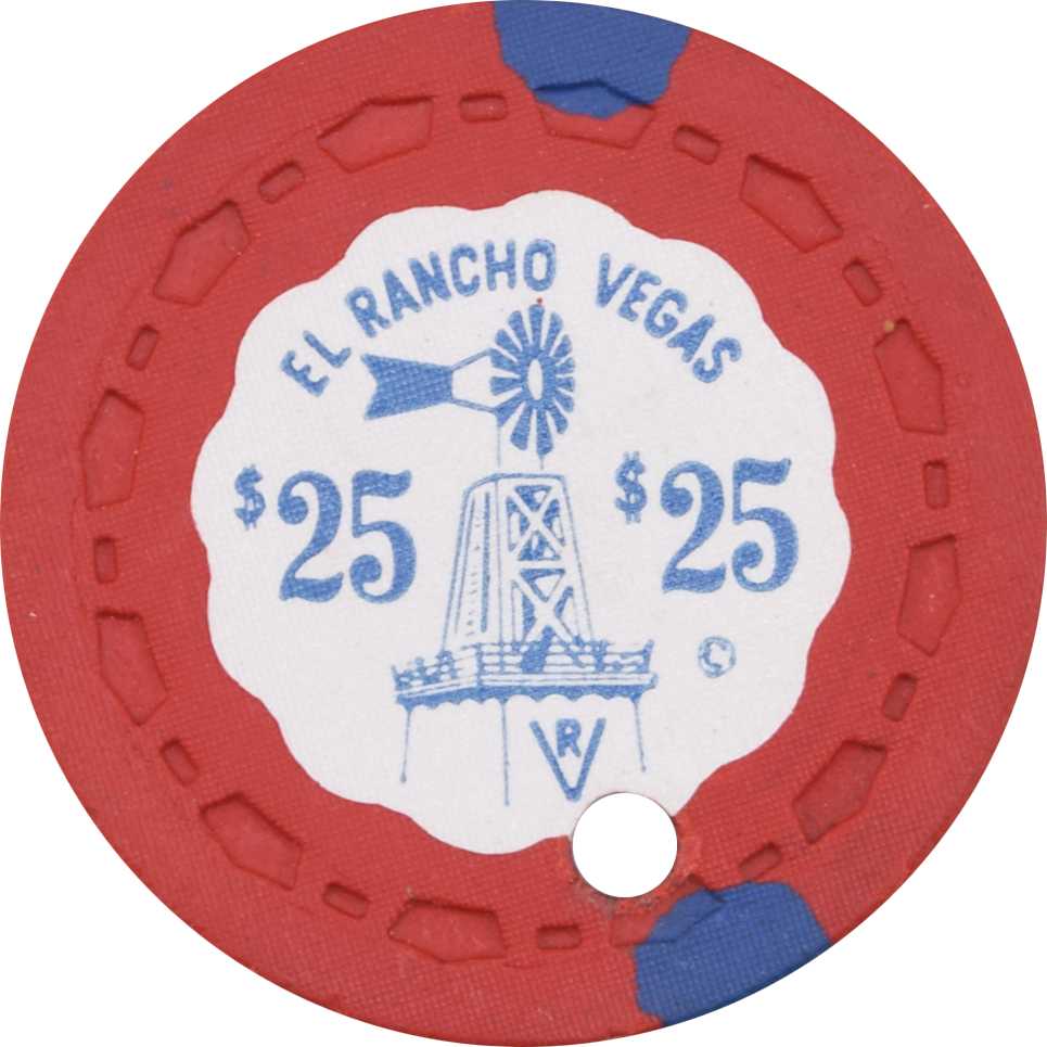 El Rancho Vegas Casino Las Vegas Nevada $25 Cancelled Chip 1950s