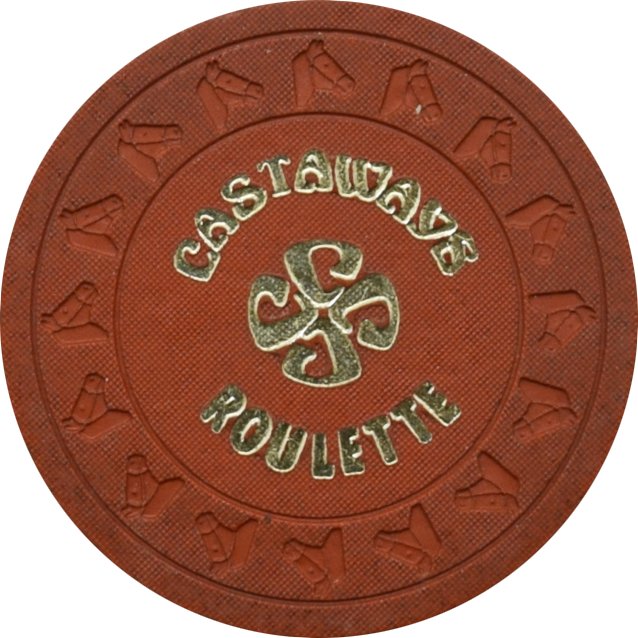 Castaways Casino Las Vegas Nevada Orange/Rust Roulette Chip 1970s