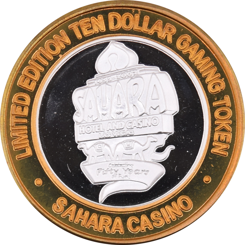 Sahara Casino Las Vegas "50 Years of Fun" $10 Silver Strike .999 Fine Silver 2002