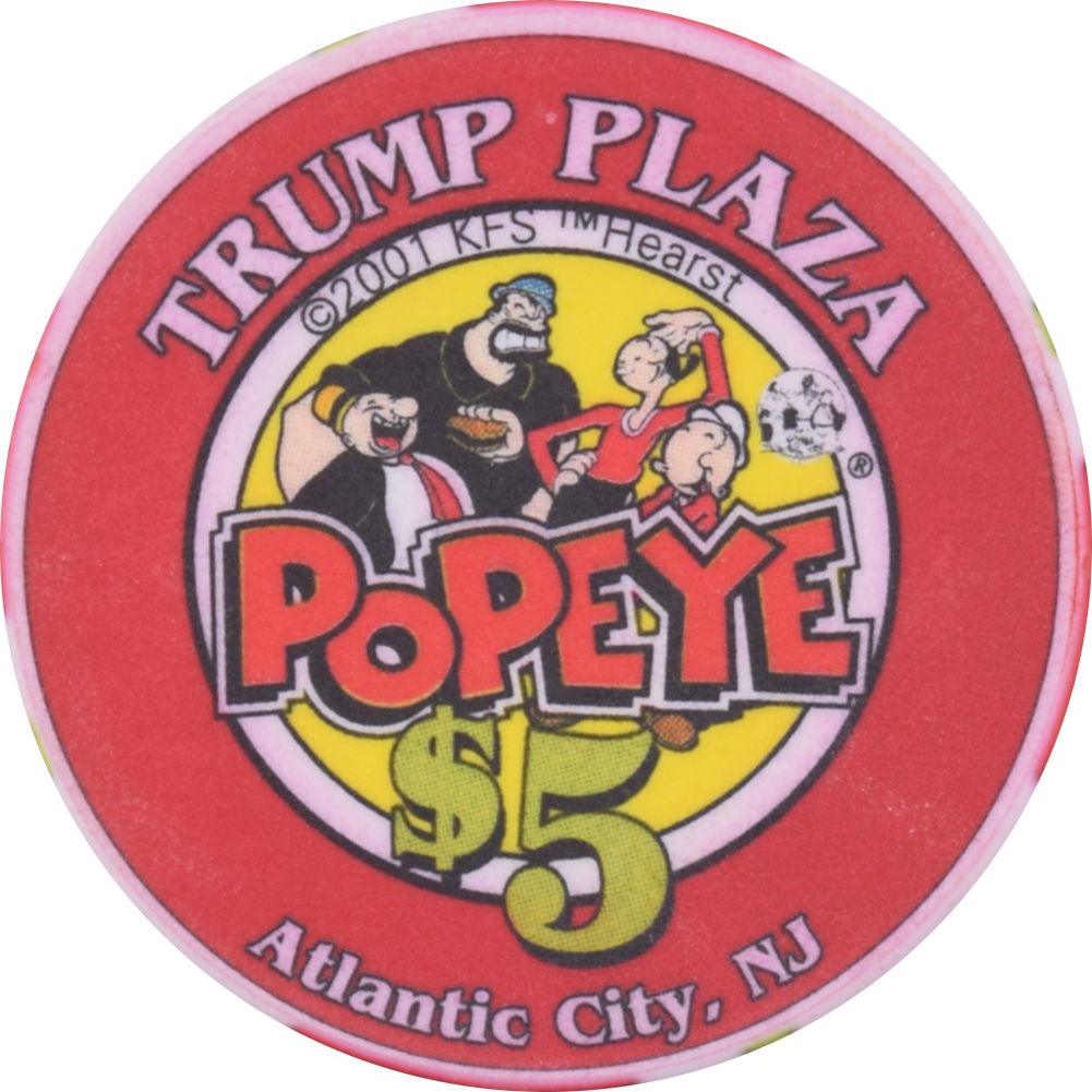 Trump Plaza Casino Atlantic City New Jersey $5 Popeye Chip