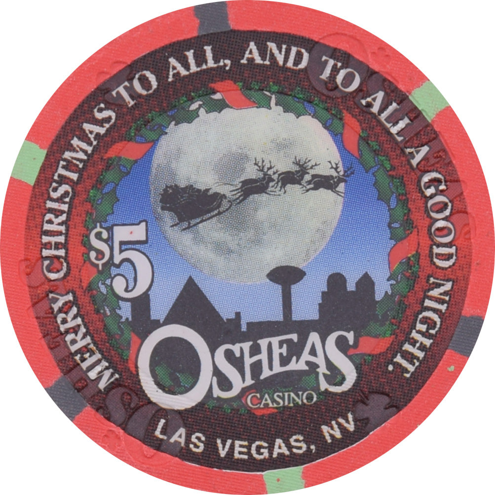 O'Sheas Casino Las Vegas Nevada $5 Christmas Chip 2000