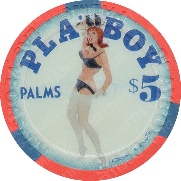 Playboy Palms Casino Las Vegas Nevada $5 Don Lewis (Blue & White) Chip 2008