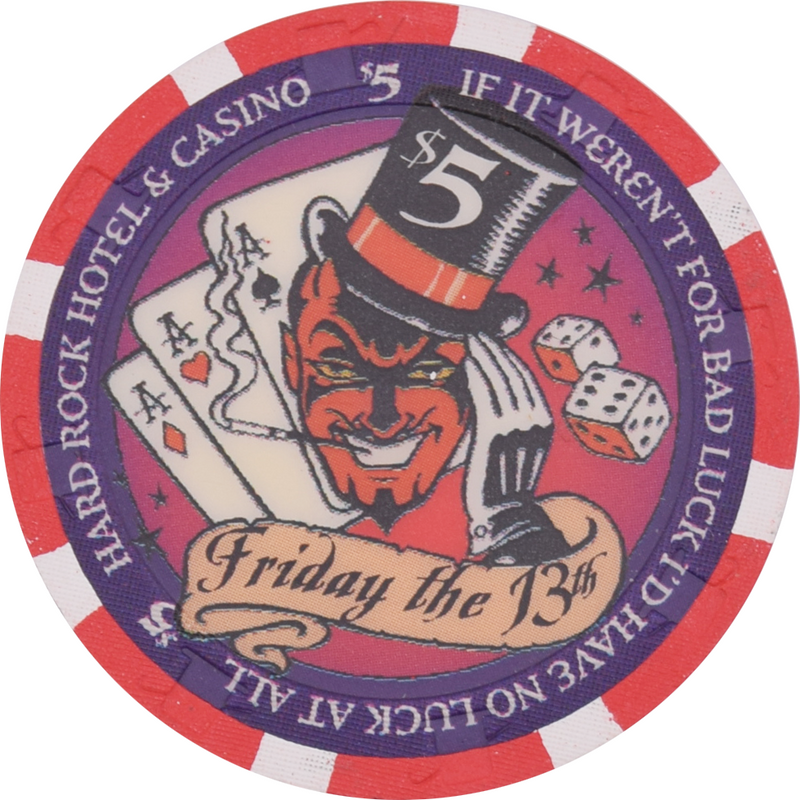 Hard Rock Casino Las Vegas Nevada $5 Friday the 13th Chip 2004