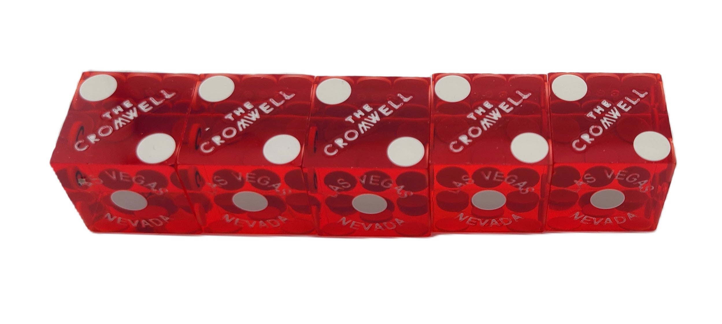 Cromwell Casino Las Vegas Nevada Used Red Polished Stick of 5 Dice