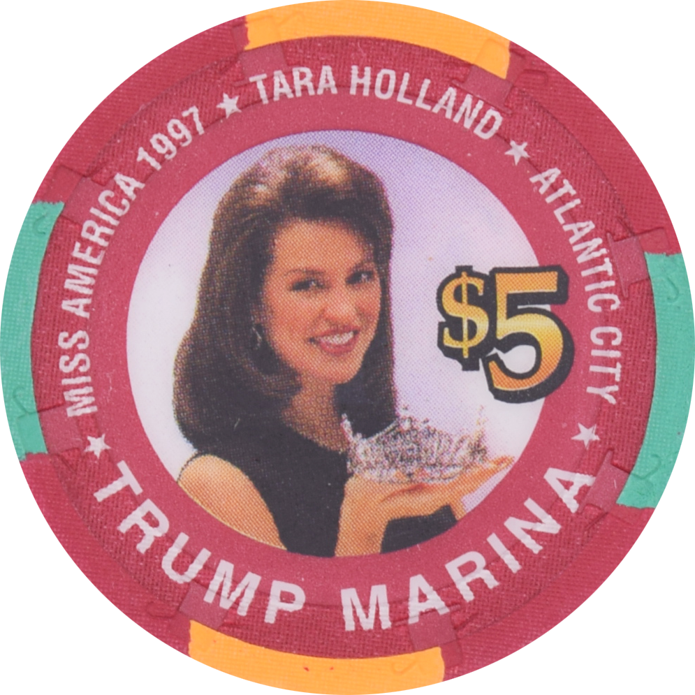 Trump Marina Casino Atlantic City New Jersey $5 Miss America 1977 Tara Holland Chip