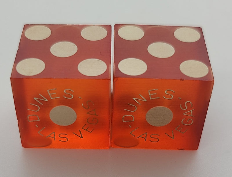 Dunes Casino Used Orange Dice Las Vegas Nevada 1970's