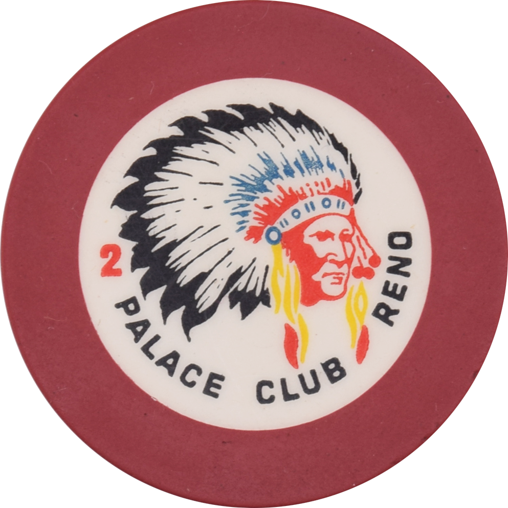 Palace Club Casino Reno Nevada Maroon Roulette 2 Chip 1930s