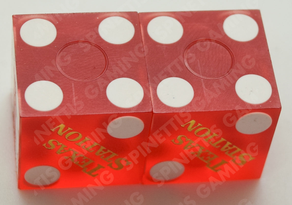 Texas Station Casino Las Vegas Nevada Red Sanded Pair of Dice