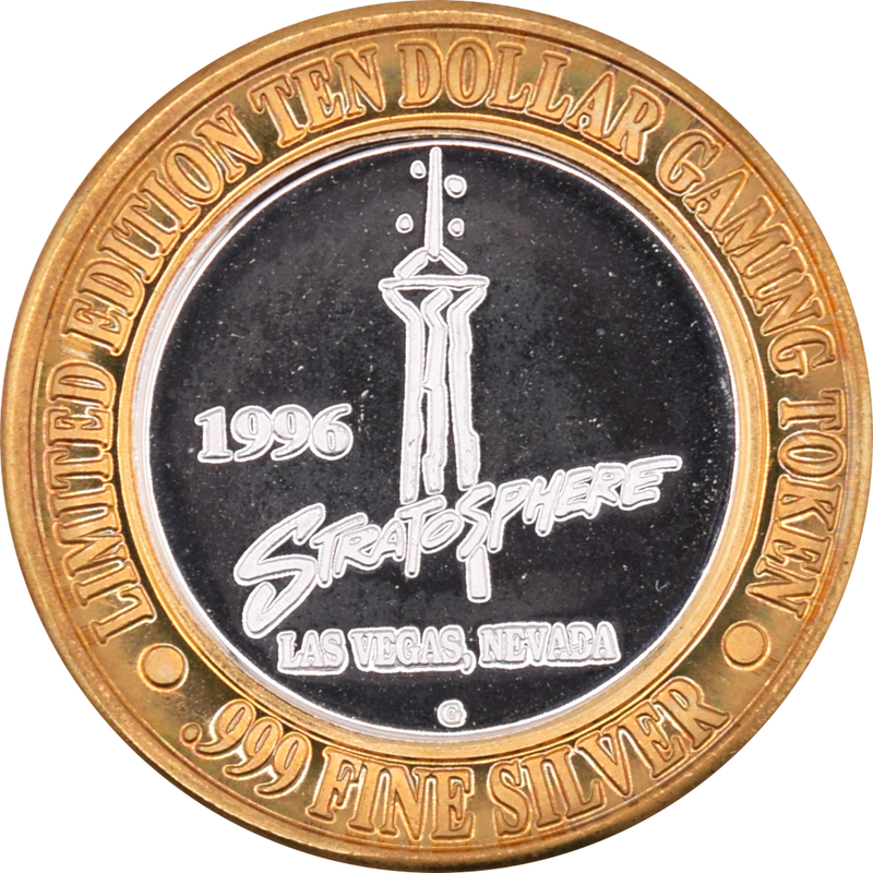 Stratosphere Casino Las Vegas Nevada "Pavilion of Imagination" $10 Silver Strike .999 Fine Silver 1996