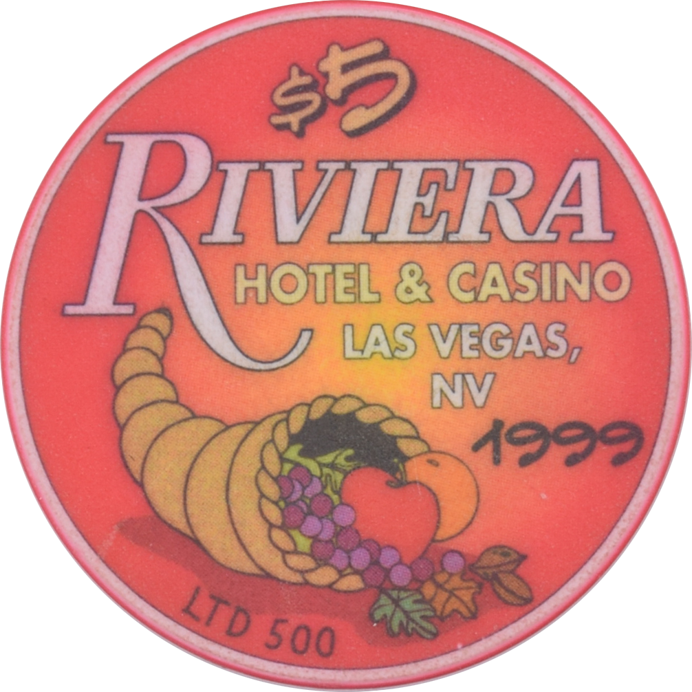 Riviera Casino Las Vegas Nevada $5 Thanksgiving Chip 1999