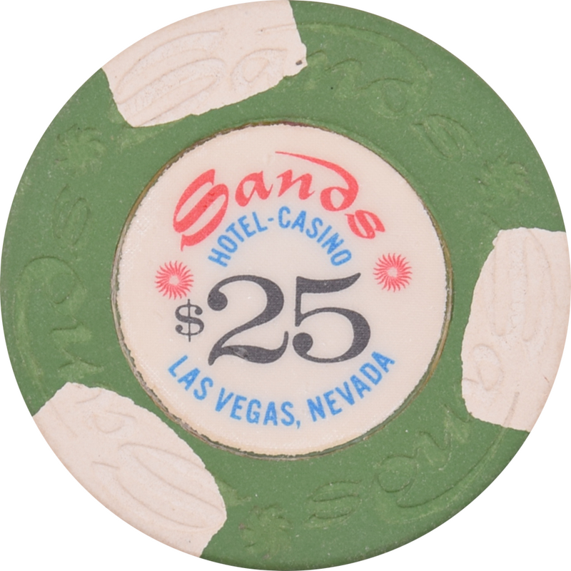 Sands Casino Las Vegas Nevada $25 (3 White) Chip 1970s