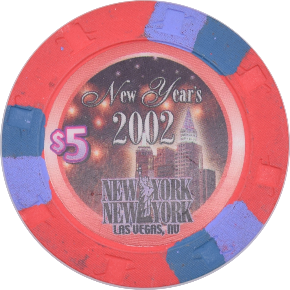 New York New York Casino Las Vegas Nevada $5 New Year's Chip 2002