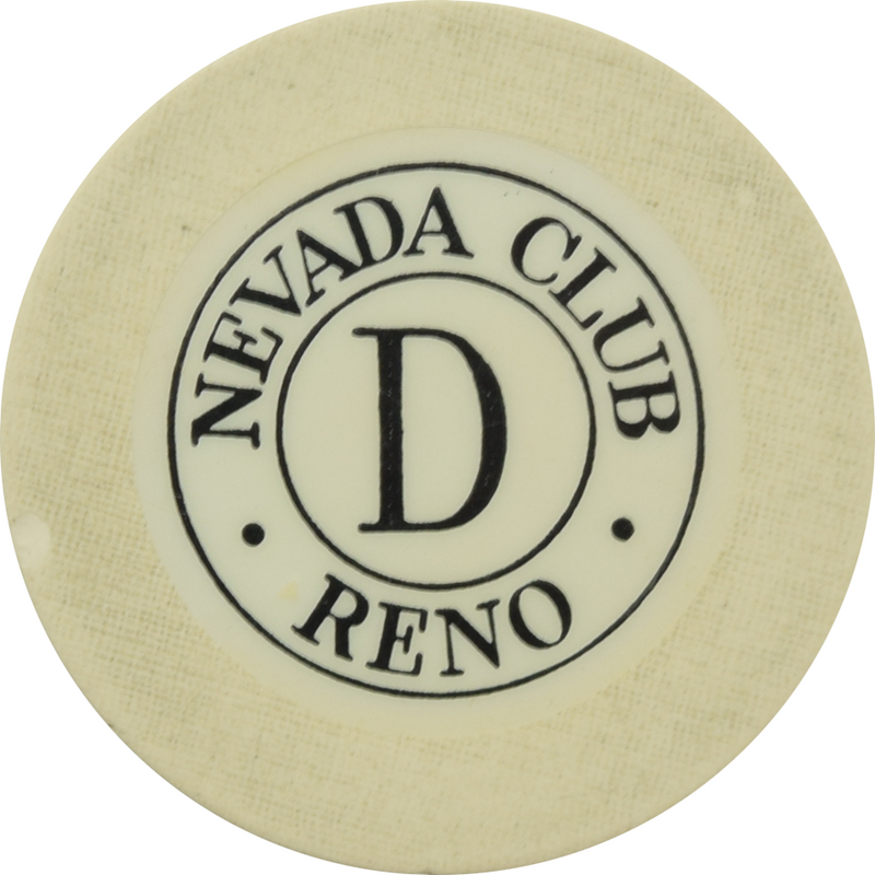 Nevada Club Casino Reno Nevada White Roulette D Chip 1950s