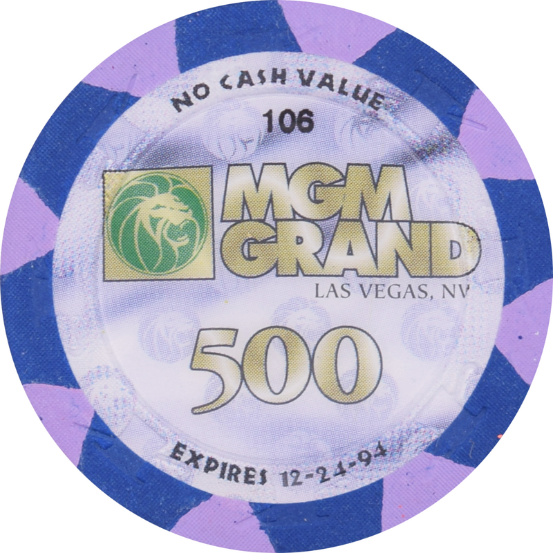 MGM Grand Casino Las Vegas Nevada $500 NCV 43mm Chip 1994