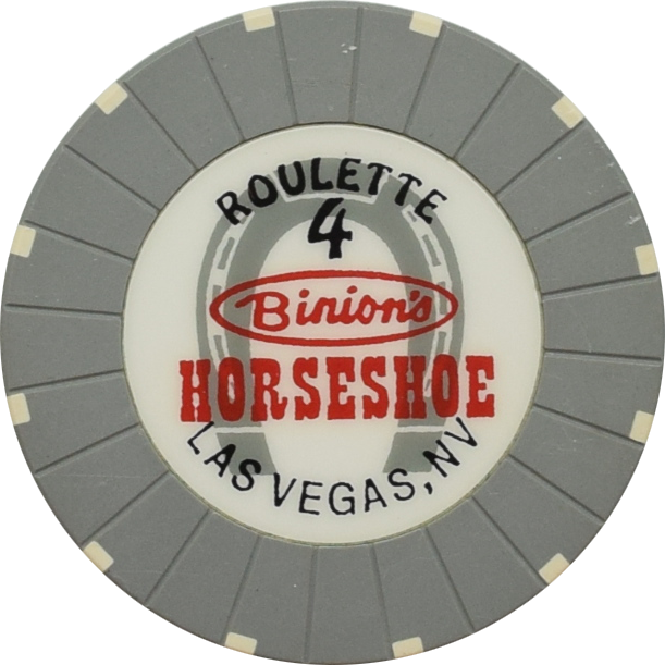 Binion's Horseshoe Club Casino Las Vegas Nevada Grey 4 Roulette Chip 1999