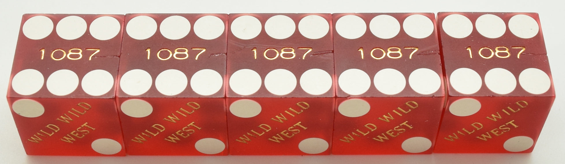 Wild Wild West Casino Las Vegas Nevada Used Sanded Red Stick of 5 Dice