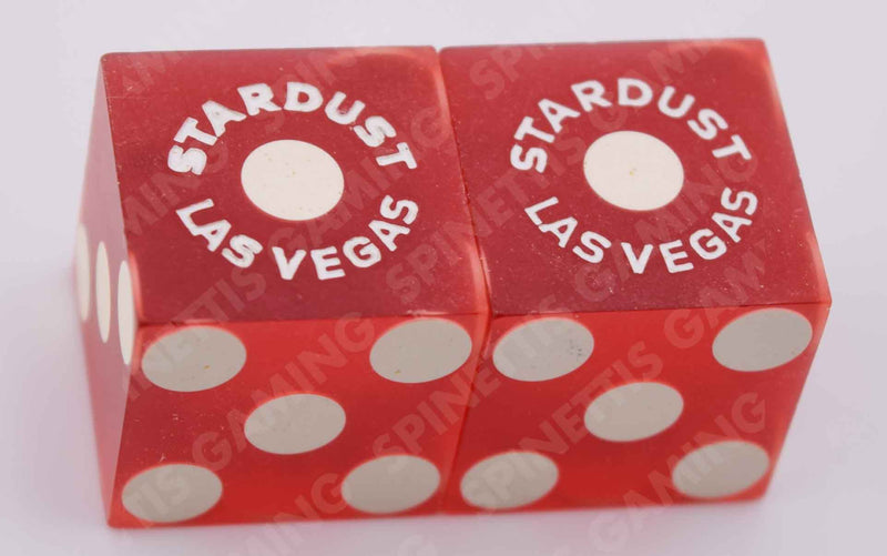 Stardust Casino Las Vegas Nevada White/Blue Foil Matching Number Red Dice Pair