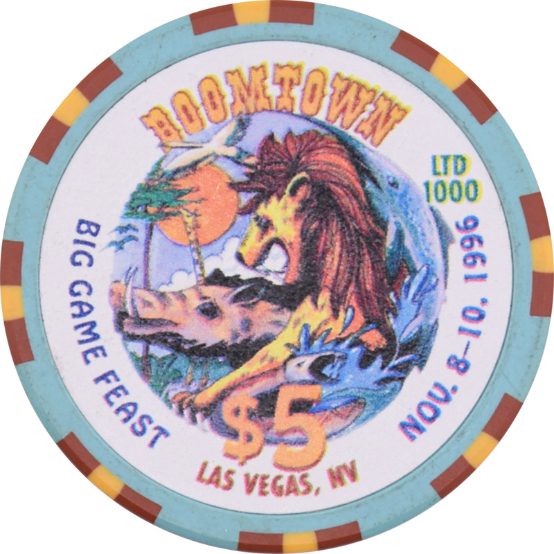 Boomtown Casino Las Vegas Nevada $5 Big Game Feast Chip 1996