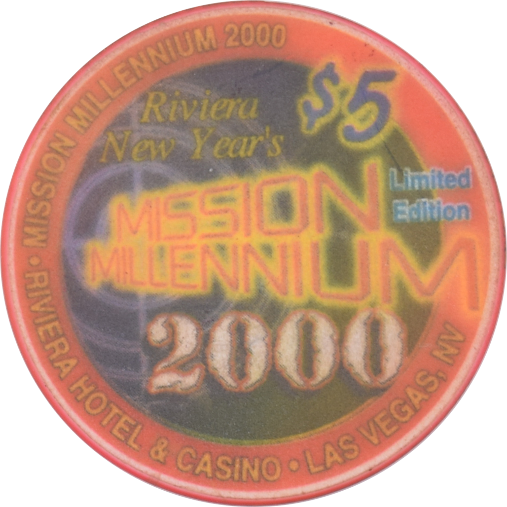 Riviera Casino Las Vegas Nevada $5 Mission Millennium Chip 2000