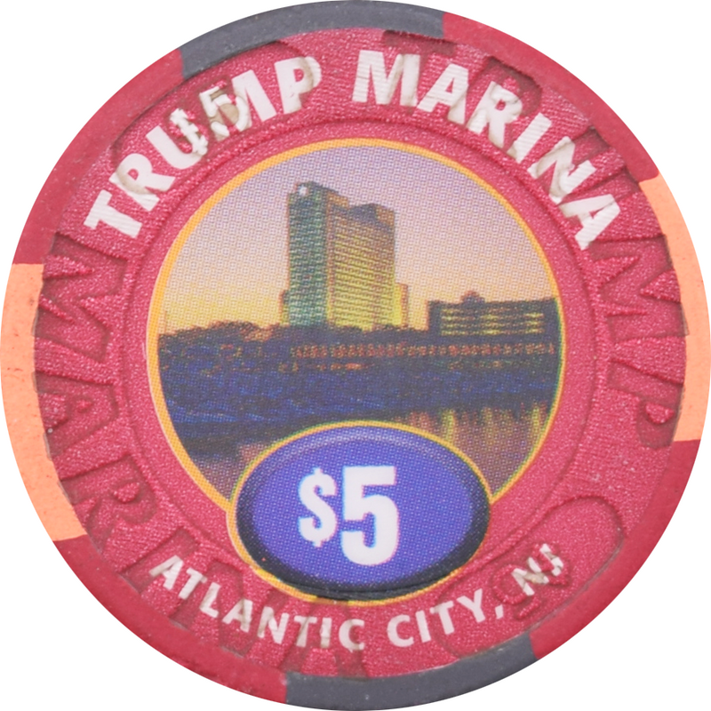 Trump Marina Casino Atlantic City New Jersey $5 Skyline Chip