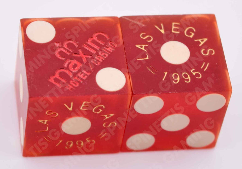 Maxim Casino Las Vegas Nevada Dice Pair of Red Matching Number Dice (Various Years)