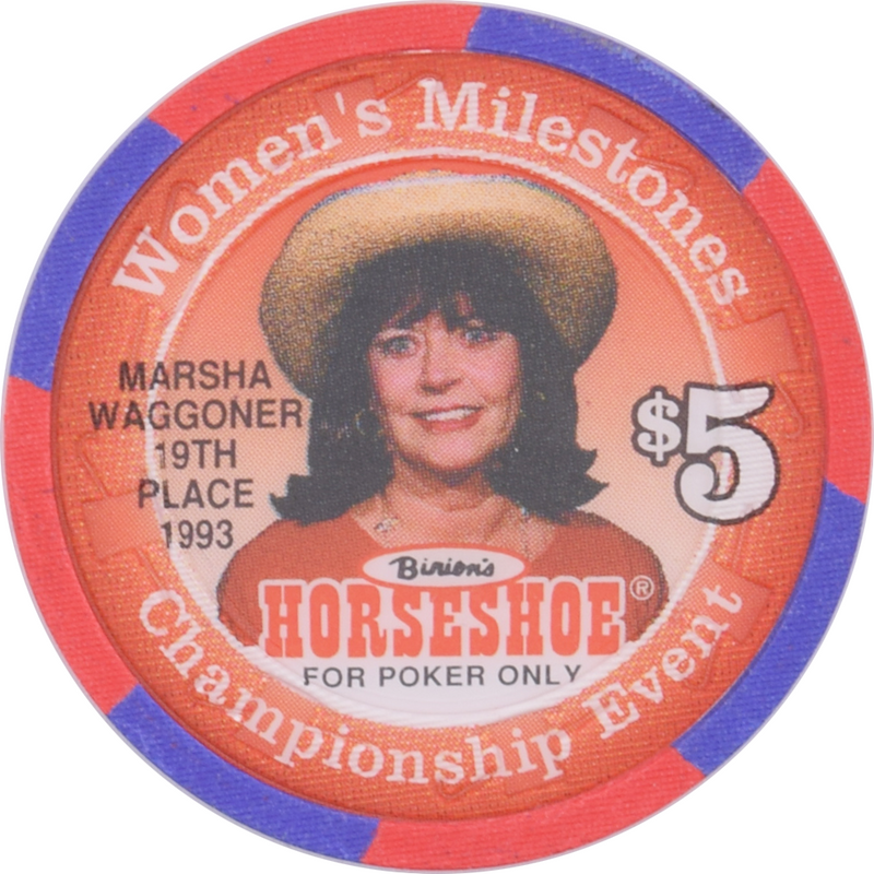 Horseshoe Club (Binion's) Casino Las Vegas Nevada $5 Marsha Waggoner Chip 1996