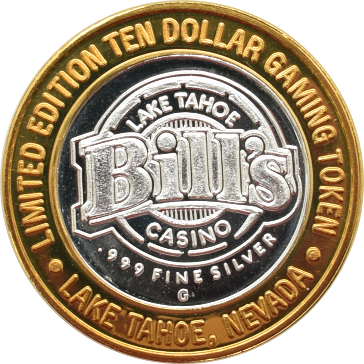 Bill's Casino Lake Tahoe Nevada "Emerald Bay-Lake Tahoe 6,225 Ft." $10 Silver Strike .999 Fine Silver 1996