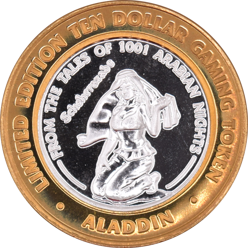 Aladdin Casino Las Vegas "Scheherazade" $10 Silver Strike .999 Fine Silver 2001