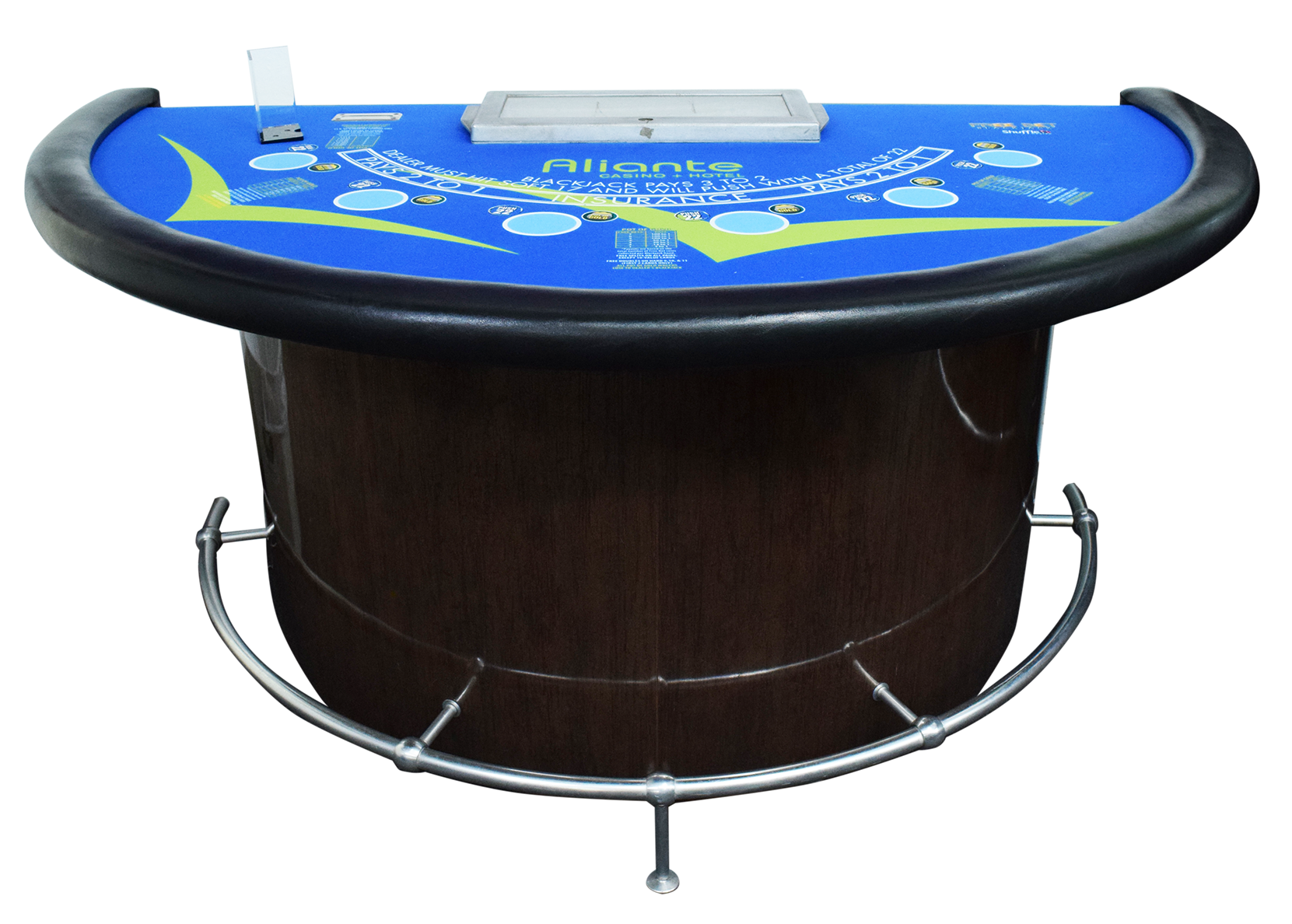 Casino Quality Blackjack Table with Cabinet Doors and Footrail