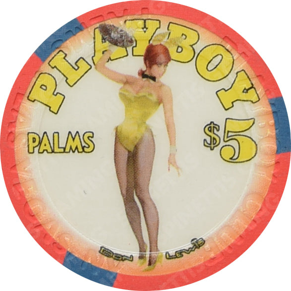 Playboy Palms Casino Las Vegas Nevada $5 Don Lewis (Yellow) Chip 2007