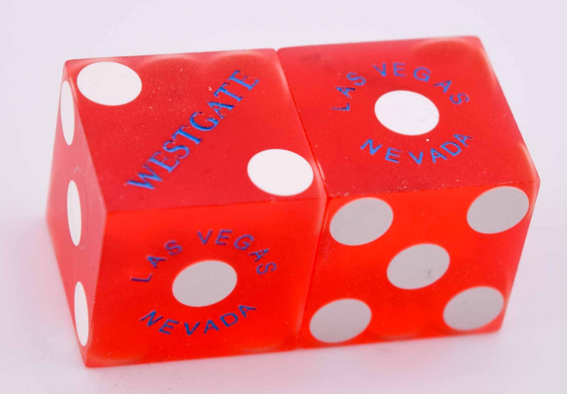 Westgate Casino Las Vegas Nevada Pair of Red Sanded Matching Logo Dice