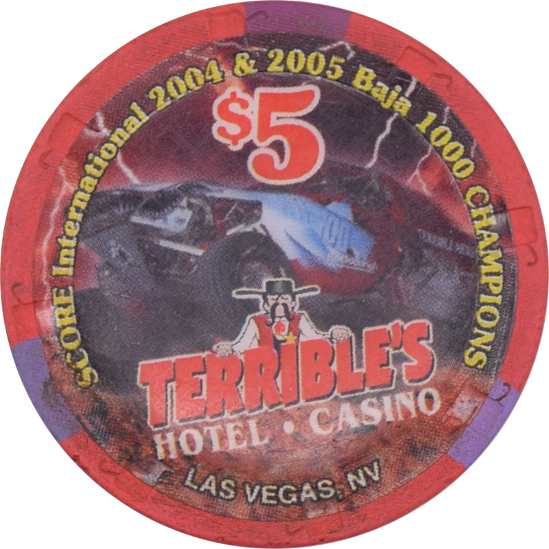 Terrible's Hotel Casino Las Vegas Nevada $5 Baja 1000 Champions White Car Chip 2005