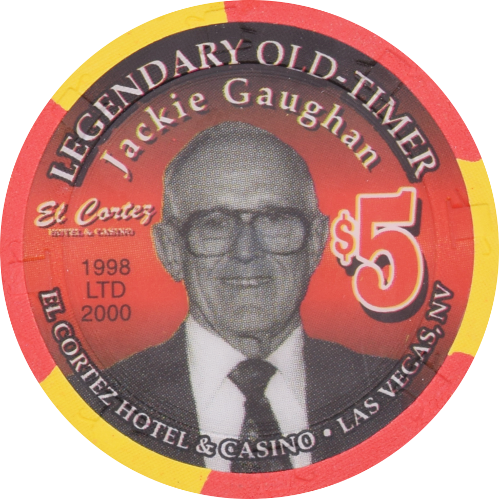 El Cortez Casino Las Vegas Nevada $5 Legendary Old Timer Jackie Gaughan Chip