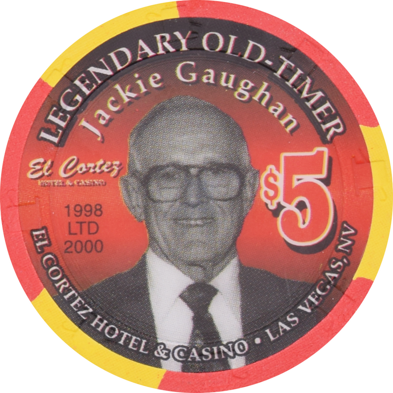 El Cortez Casino Las Vegas Nevada $5 Legendary Old Timer Jackie Gaughan Chip