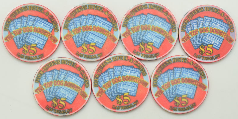 Four Queens Casino Las Vegas Nevada Set of 7 The Top Dog Countdown $5 Chips 1999