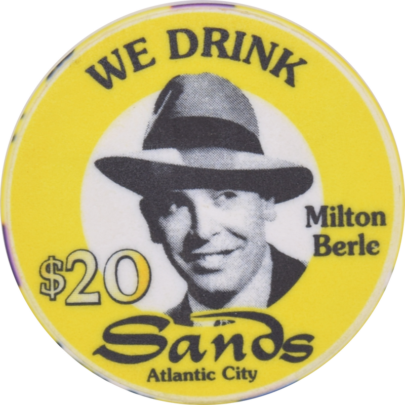 Sands Casino Atlantic City New Jersey $20 "We Drink" Milton Berle Chip