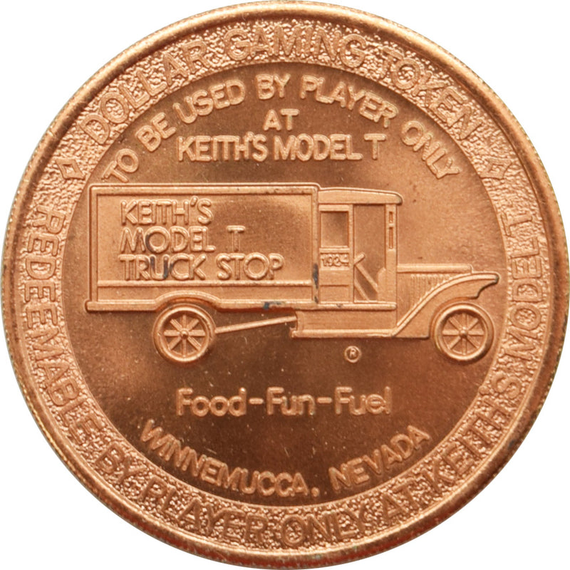 Keith's Model T Truck Stop Casino Winnemucca Nevada $1 Token 1969