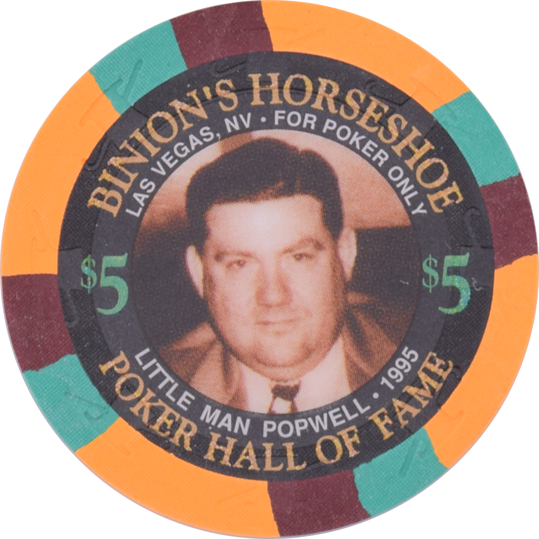 Horseshoe Club (Binion's) Casino Las Vegas Nevada $5 Hall Of Fame - Little Man Popwell Chip 1995 43mm