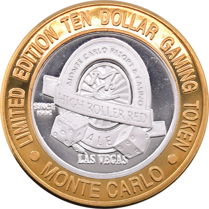 Monte Carlo Resort & Casino Las Vegas "High Roller Red Ale" $10 Silver Strike .999 Fine Silver 2000