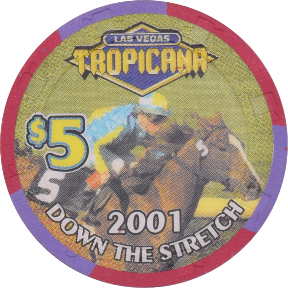 Tropicana Casino Las Vegas Nevada $5 Down the Stretch Chip 2001