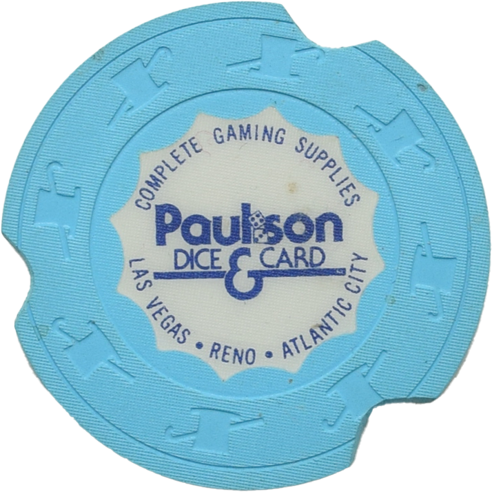 Paulson Dice & Card Co Light Blue Scalloped Inlay Cancelled Sample Chip