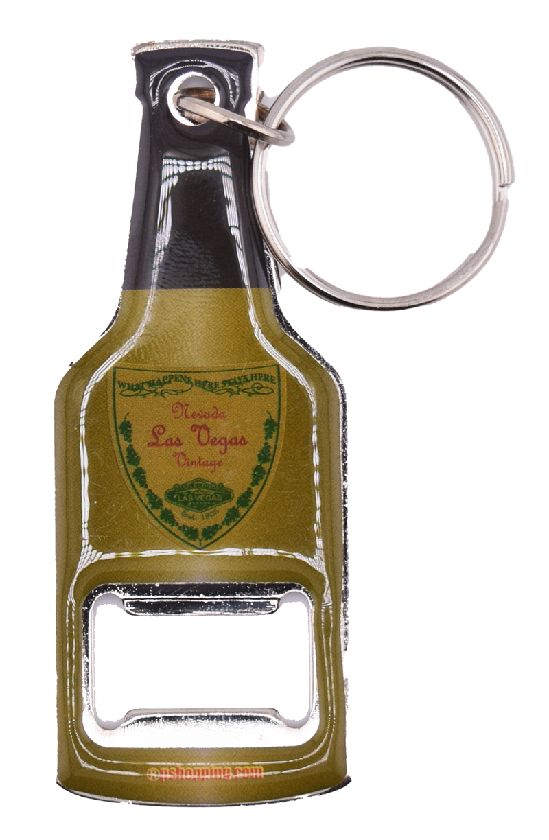 Las Vegas Vintage Gold Bottle Opener Key Ring