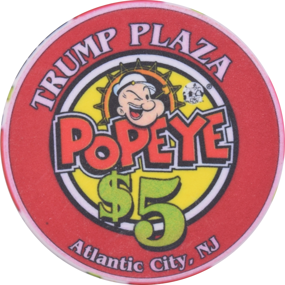 Trump Plaza Casino Atlantic City New Jersey $5 Popeye Chip